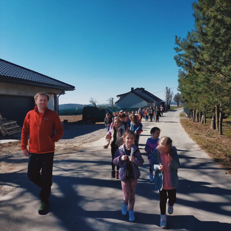 Przedszkolaki z grupy turystycznej wędrują, aby zdobyć kolejne kilometry