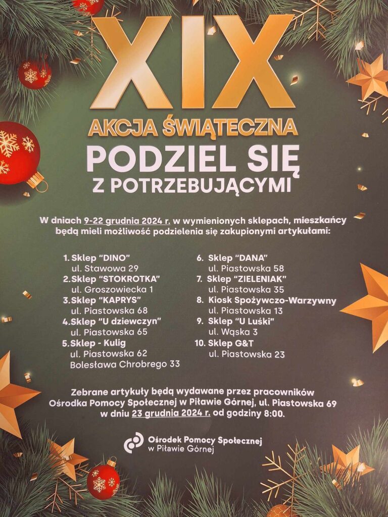 Plakat XIX akcji świątecznej PODZIEL SIĘ Z POTRZEBUJĄCYMI